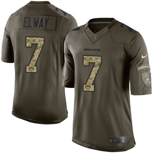 Nike Broncos #7 John Elway Green Youth Stitched NFL Limited Salute to Service Jersey - Click Image to Close